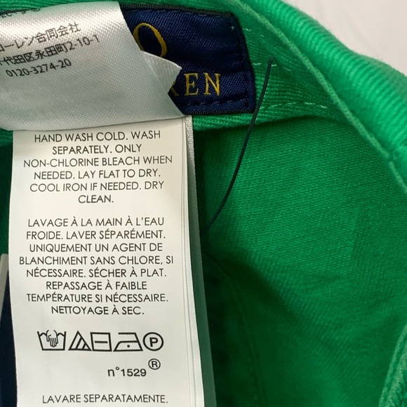 Polo Ralph Lauren Cotton Chino Sports Cap Green New - Picture 8 of 10